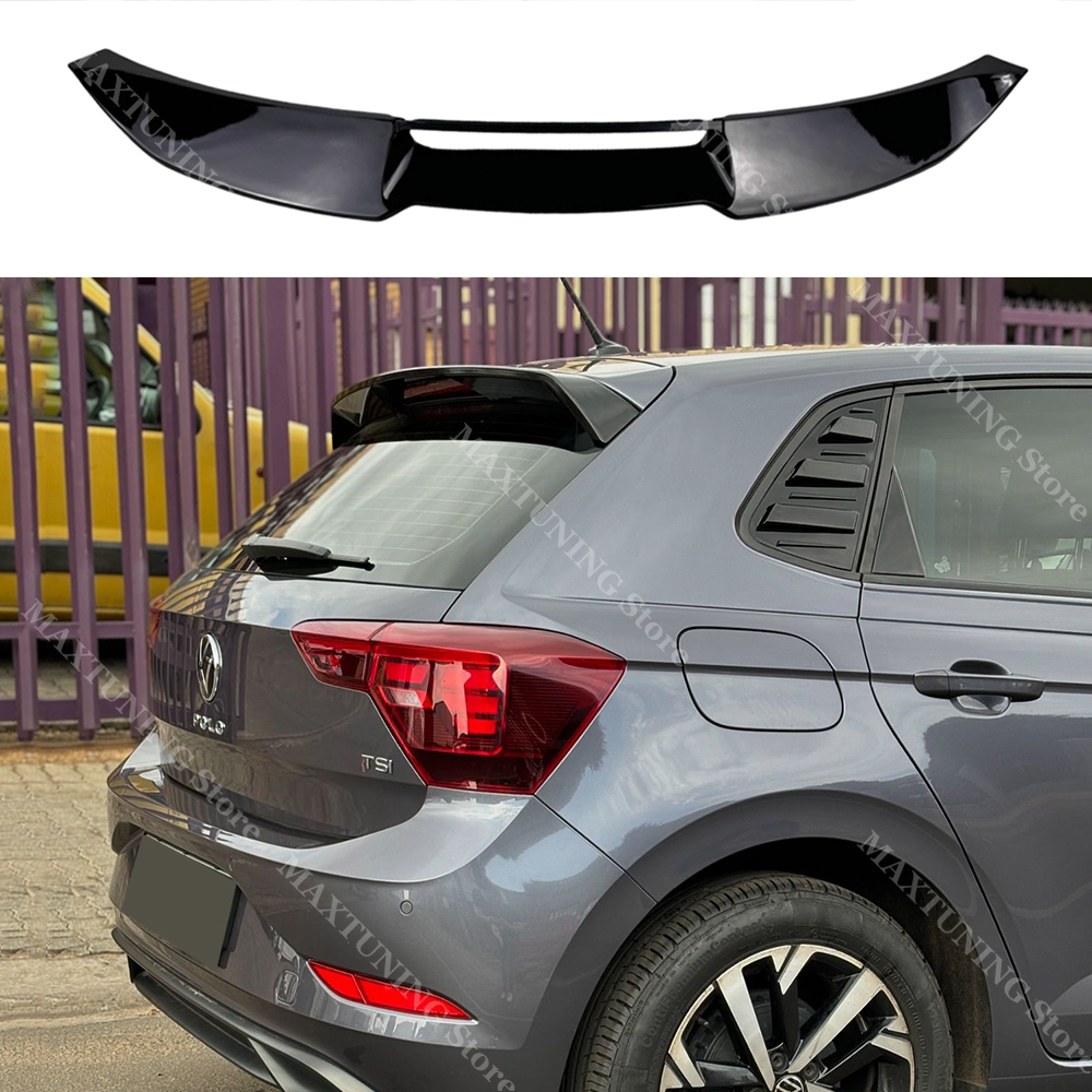 GTI Style Spoiler For Volkswagen Polo 6 MK6 2018-2025 ABS Car Rear Trunk Roof Wing Extension Wings Tail Lip Cap Splitter Tuning