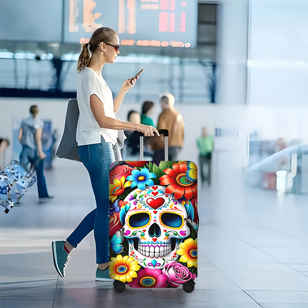 18～32インチの荷物用カラーシュガースカル荷物カバー1個。ほこりや弾力性のある旅行用アクセサリーを効果的に保護します。
