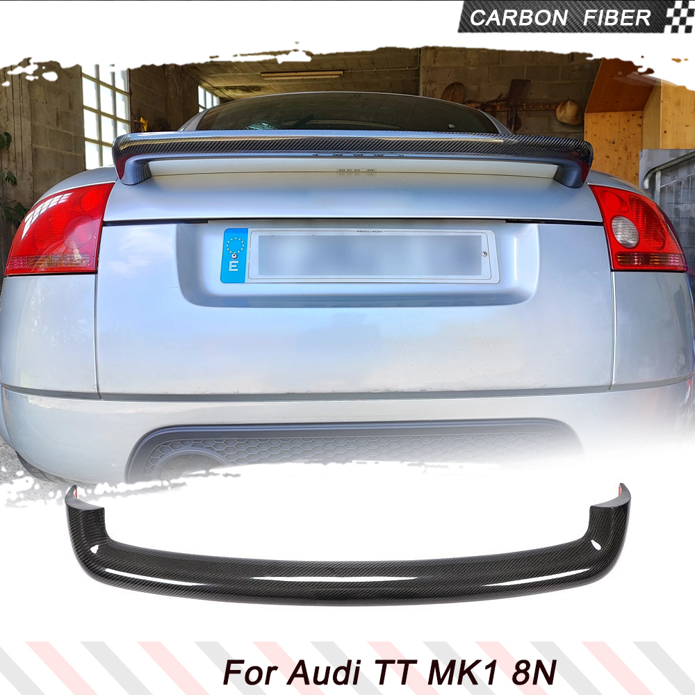カーボンファイバー車のリアトランクスポイラーウイングアウディ TT クワトロ Mk1 タイプ 8N 1998-2006 リアトランクレーシングスポイラーウイングリップ FRP 黒