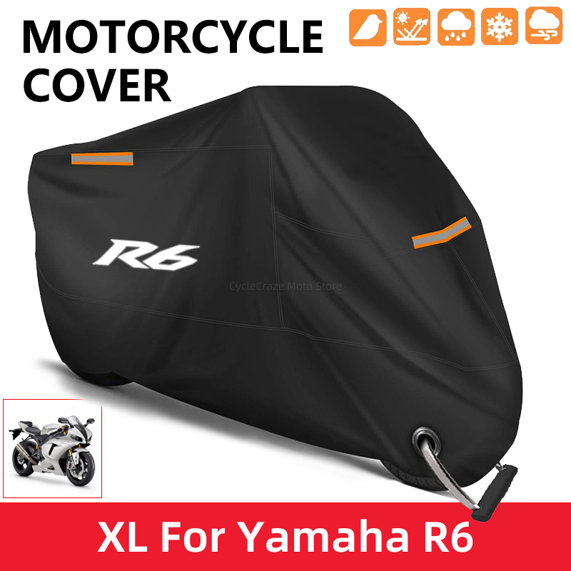 オートバイカバー防水屋外スクーター UV プロテクターダストレインカバーヤマハ YZFR6 YZF R6 R6S 1999-2015 2005 2007 2010