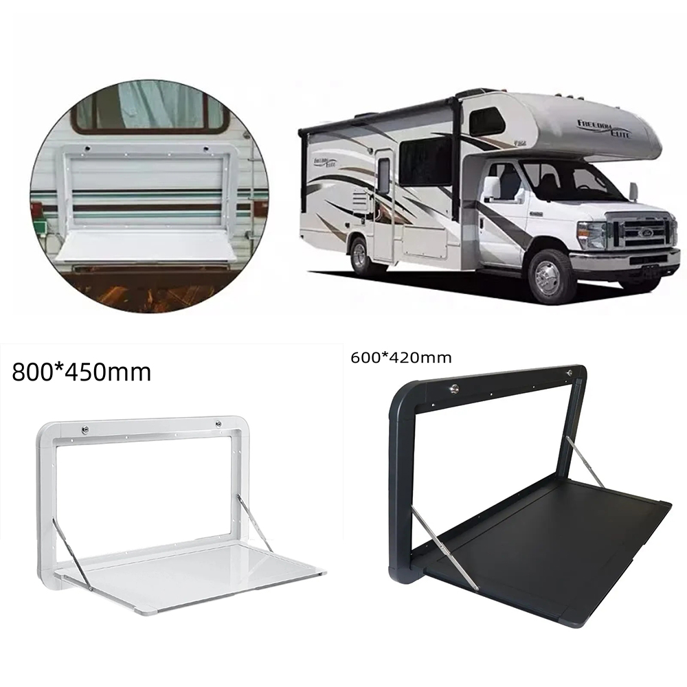 キャンピングカー キャンプ テーブル RV アウト折りたたみテーブル ホワイト/ブラック トレーラーマウント 外部ダイニング テーブル 外装サイドマウント折りたたみ
