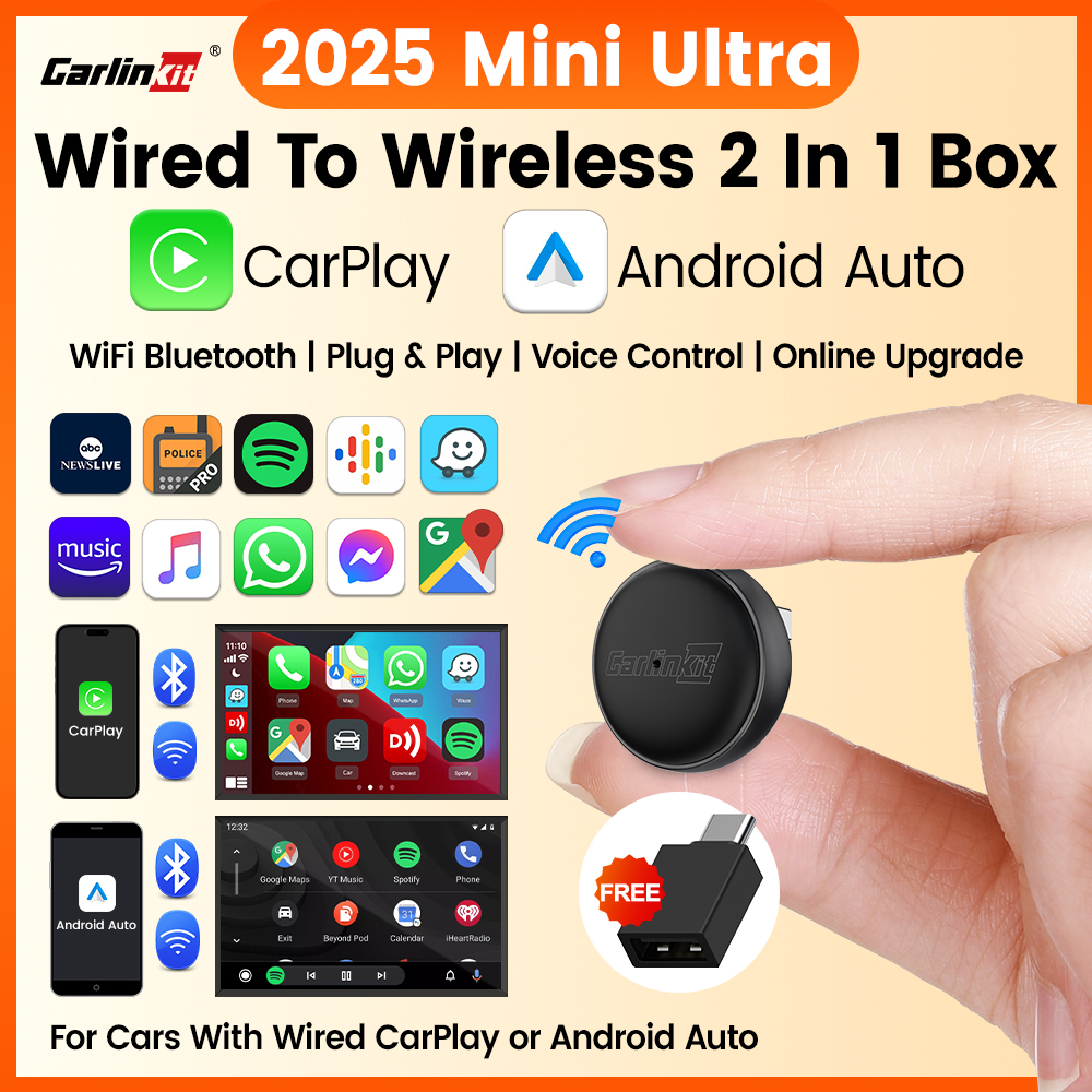 ミニウルトラ 3 CarlinKit 5.0 ワイヤレスアダプタワイヤレス CarPlay Android 自動 OEM 車プラグ