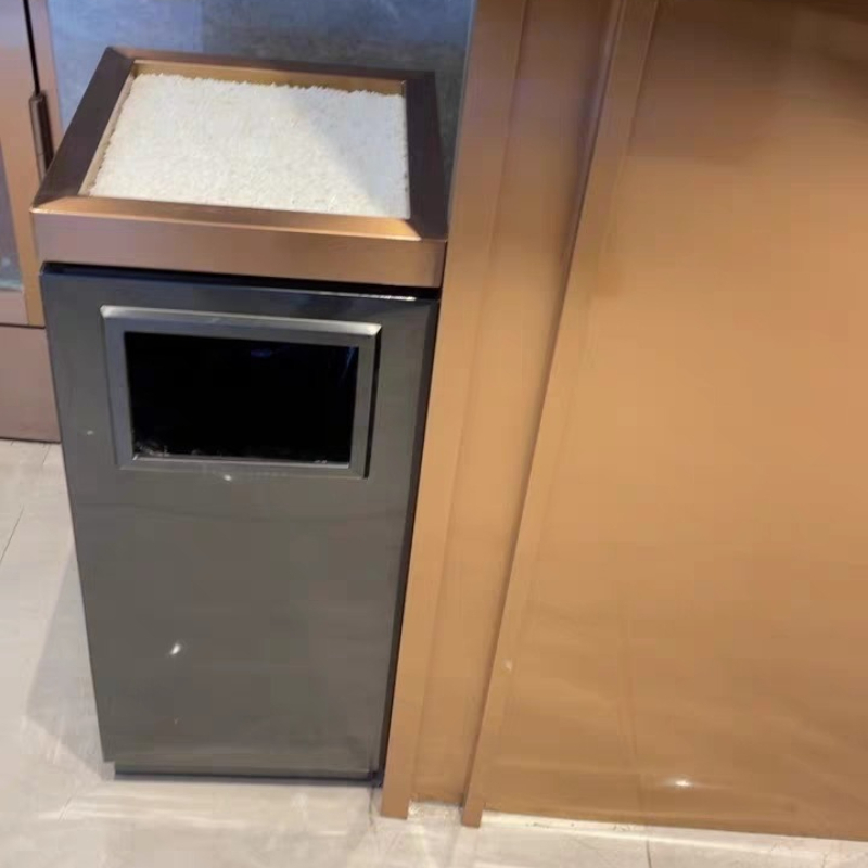 ホテルロビーエレベーター入口ゴミ箱 30x30x72cm ステンレス鋼垂直ゴミ箱 タバコ灰皿付き オフィスビル用