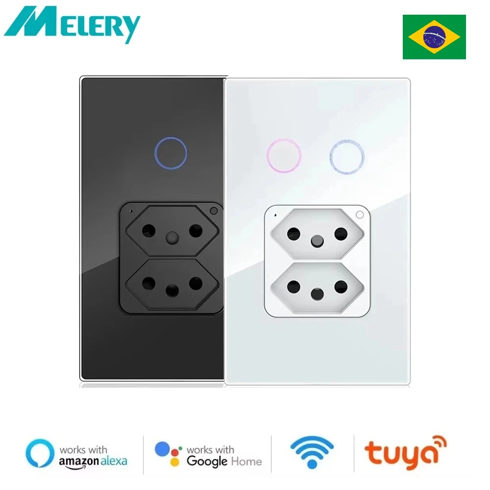Melery Wifi スマートブラジル壁ソケットライトスイッチ 10A 20A プラグコンセントタッチセンサーガラスパネルリモート Tuya Alexa Google ホーム