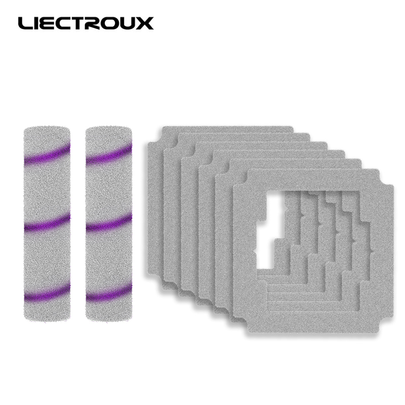 (S9 用) Liectroux 窓掃除ロボット用繊維モップクロス、窓掃除ロボットアクセサリー、モップ * 6 ローラーブラシ * 2