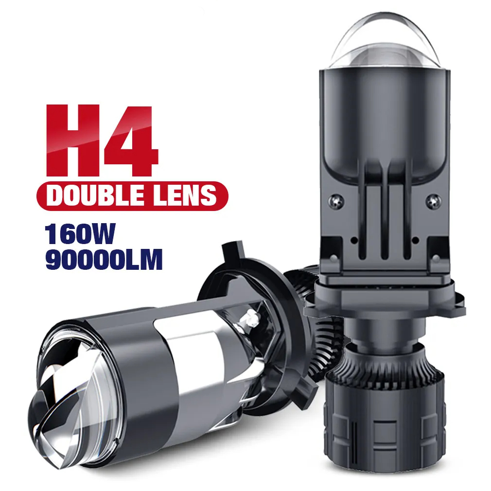 H4 レンズヘッドライト 160 ワット 90000LM オートランプミニレンズ LED 9003 HIB2 電球車オートバイデュアルプロジェクター Len LED 自動車 12V 24V