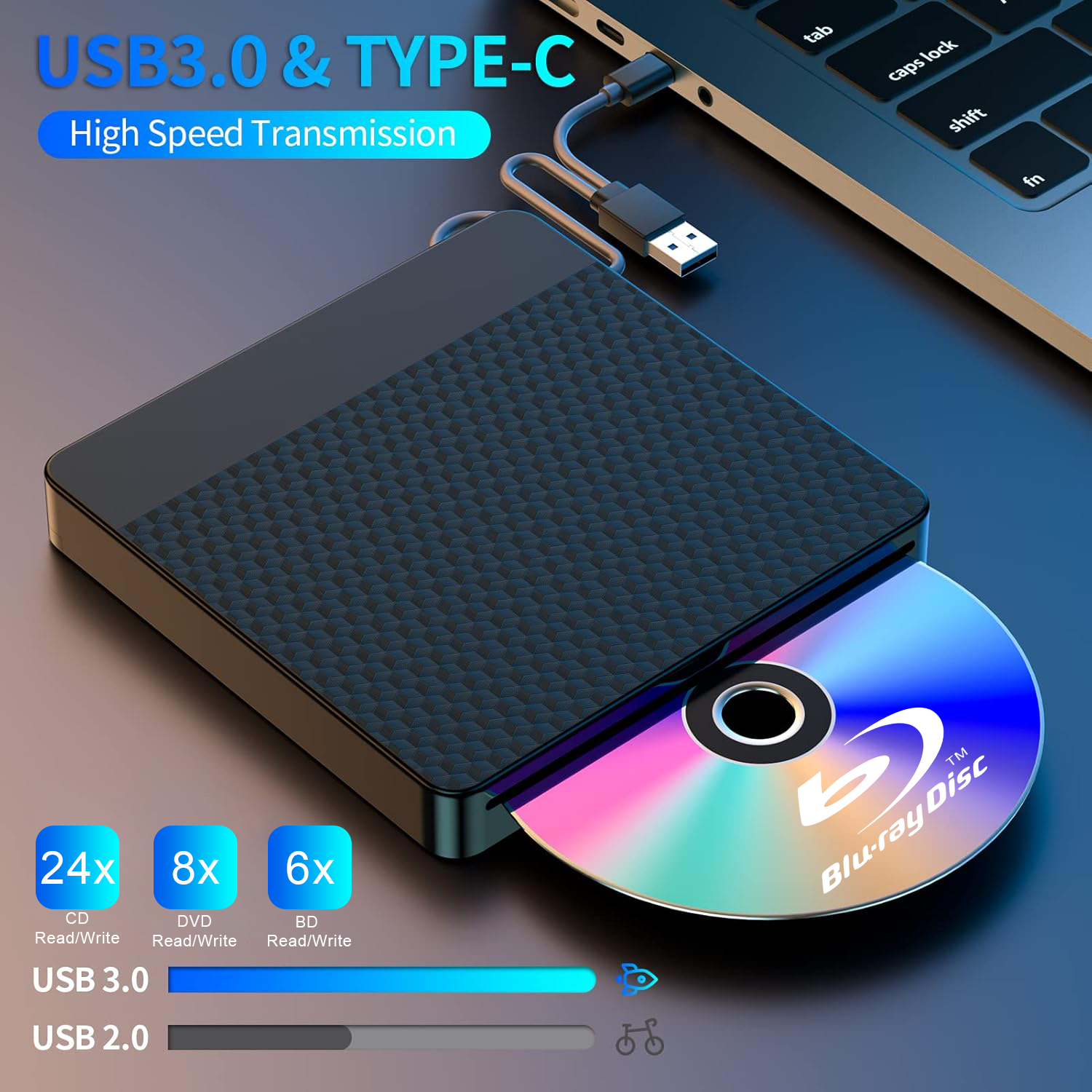 ノートパソコン用外付けブルーレイドライブ USB3.0