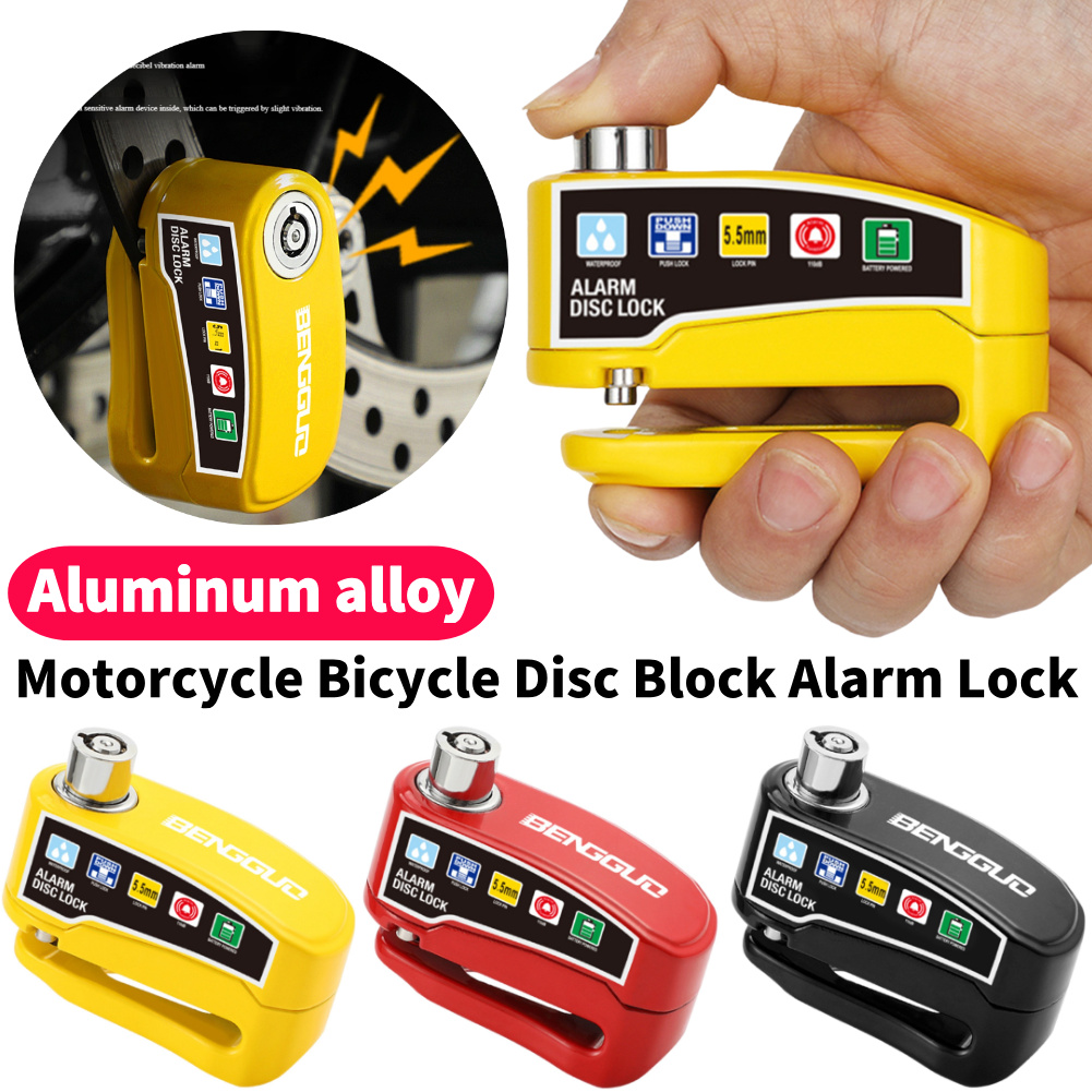 オートバイ自転車ディスクロックセキュリティアラーム保護南京錠キー付き防水盗難防止スクーターホイールディスクブレーキロック
