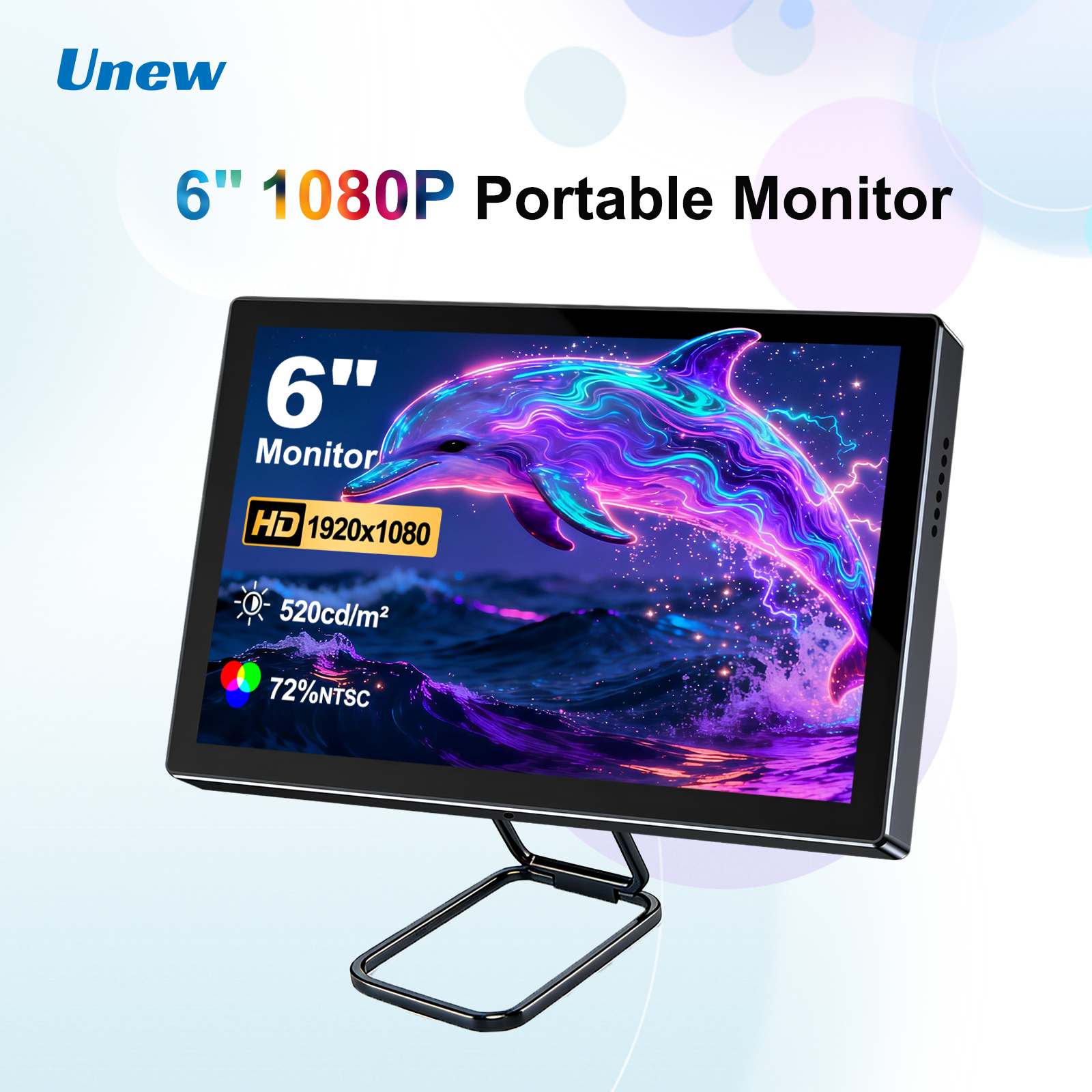 Unew 6 inch 1920x1080 IPS Portable Monitor Type-C USB-C HDMI Gaming Display VESA for Switch PS5 Laptop PC