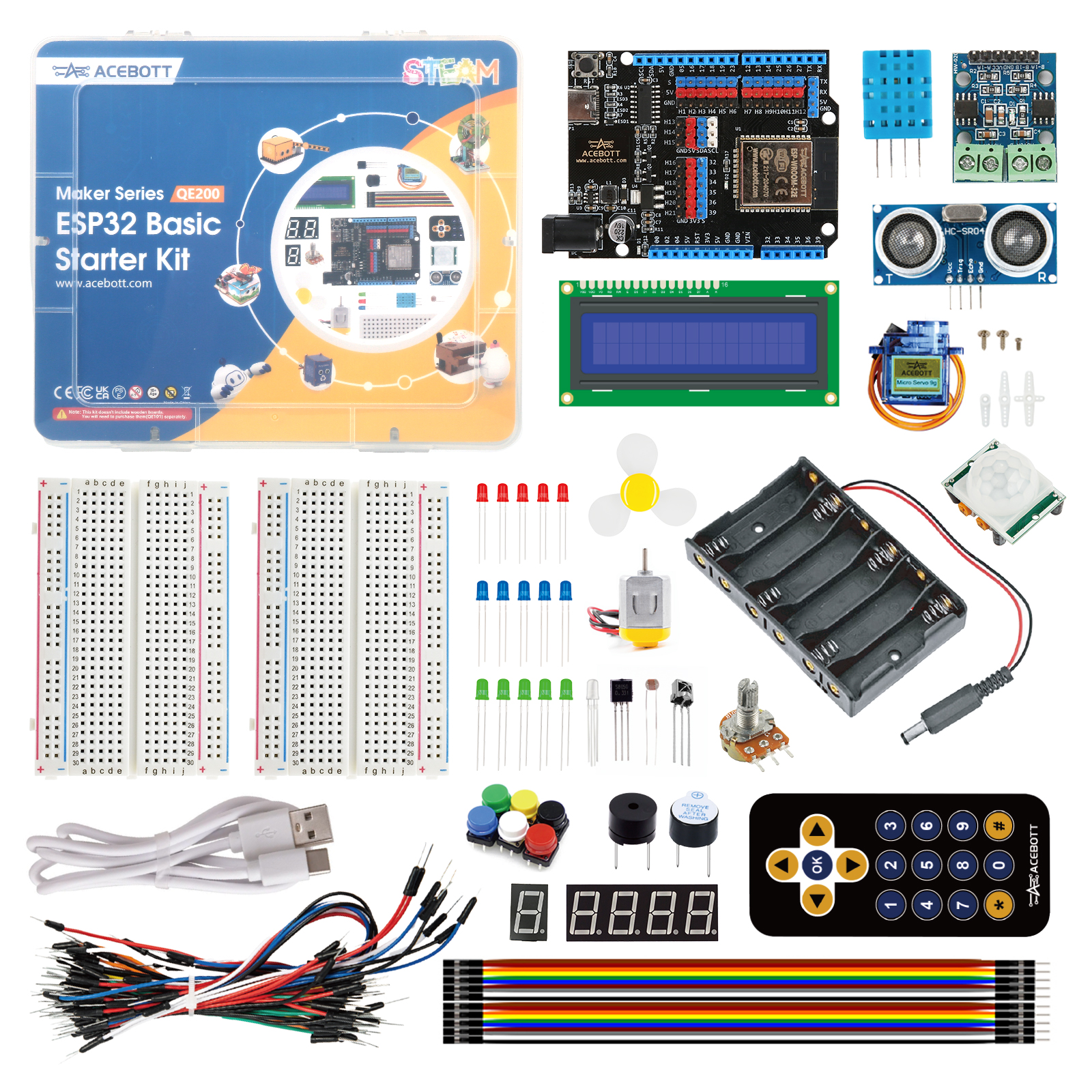 ACEBOTT ESP32 IoT 電子工学学習キット、20 個以上のセンサーを備えた Arduino 用プログラミングキット
