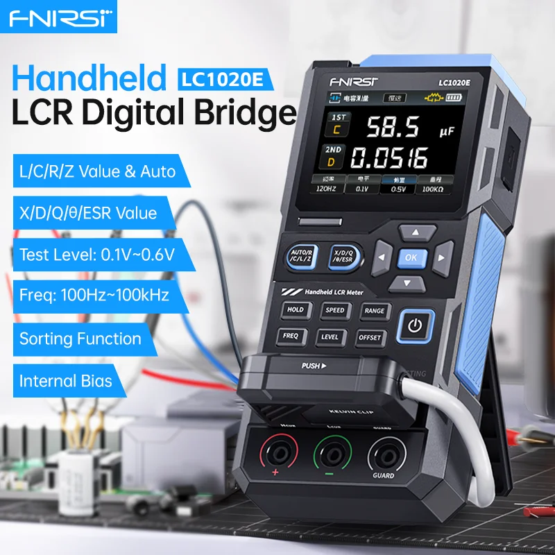 自動レンジインダクタンス、キャパシタンス、抵抗ハンドヘルドデジタルブリッジ LCR メーター測定ツール FNIRSI LC1020E