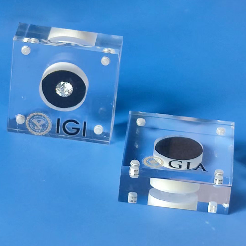 2 個透明宝石収納ボックスクリア IGI ディスプレイスタンドショーケースルースダイヤモンドジルコン CVD ジュエリー包装ボックス
