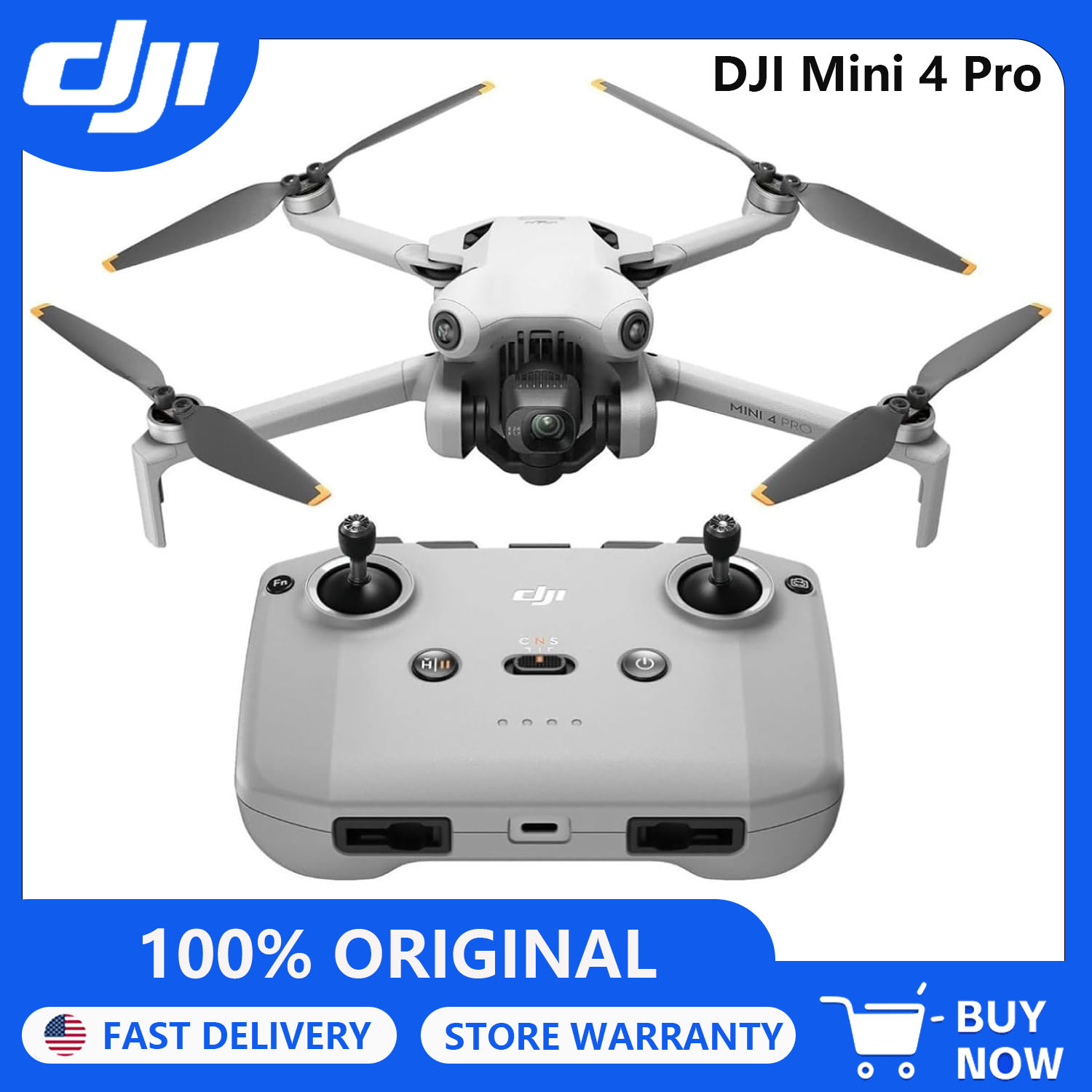 DJI ドローン Mini 4 Pro (DJI RC-N2)、大人用カメラ付きドローン 4K、0.549ポンド/249g未満、飛行時間34分、最大ビデオ伝送距離20km、全方位ビジョンセンシング、Be用ミニドローン