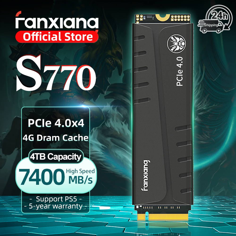Fanxiang S770 M.2 SSD 500GB 1TB 2TB 4TB 最大 7400MB/s M.2 NVMe PCIe4.0 1G DRAM キャッシュ内部ソリッドステートドライブ PS5 デスクトップ用