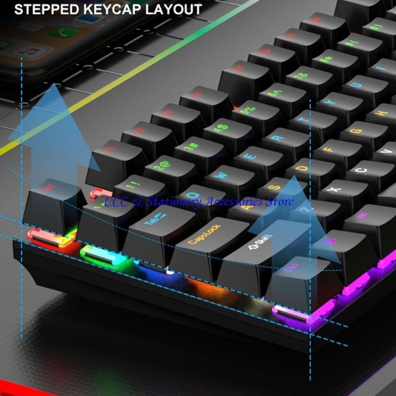 KM600 メカニカル ゲーミング キーボードとマウスのコンボ、バックライト付きコンピュータ キーパッドと RGB ゲーミング マウス 104 キー 4xDPI ゲーマー用