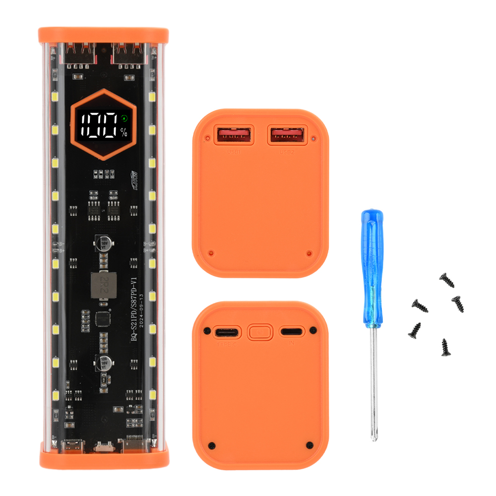 8*21700 バッテリーケース 22.5 ワット急速充電 DIY バッテリー収納ボックスはんだフリーパワーバンクハウジング PD フラッシュ充電急速充電