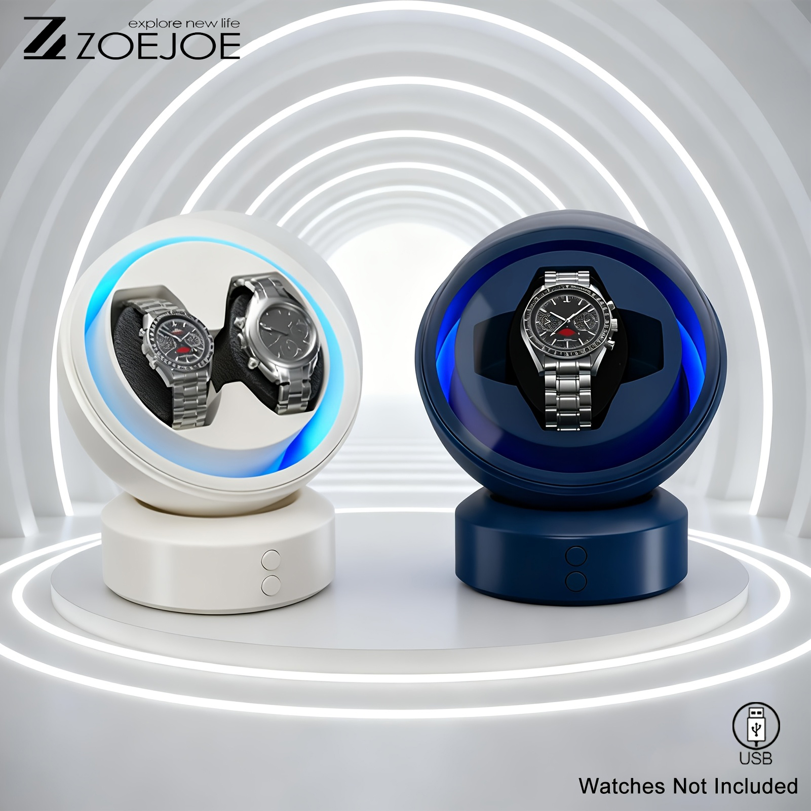 ZOEJOE シングルスロット 2 スロットウォッチワインダー静音モーター透明カバー収納時計ボックス誕生日プレゼント男性女性