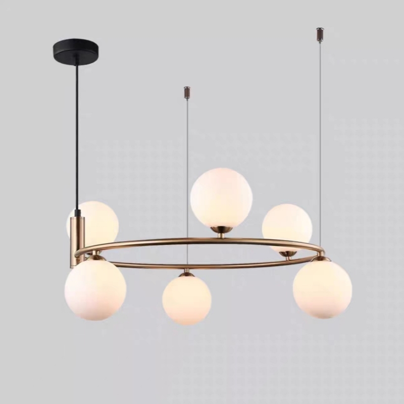 モダンなミニマリスト白ガラス LED シャンデリア寝室ホテル展示ホールリビングルーム円形ペンダントランプ家の装飾照明