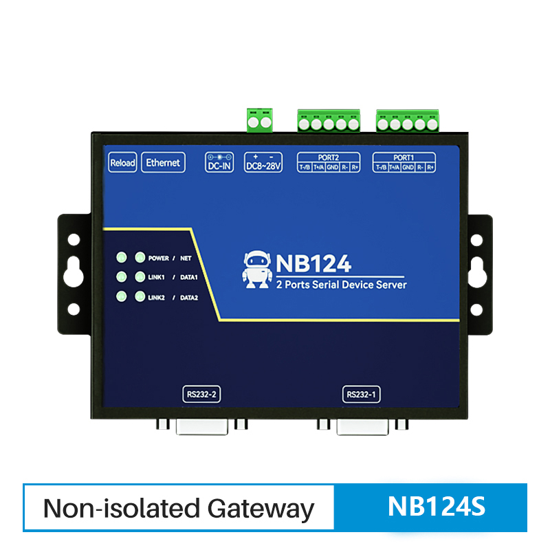 2 ポート シリアル サーバー RS485 RS232 RS422 からイーサネット TCP UDP MQTT HTTP Modbus ゲートウェイ TCP-RTU 内蔵ウォッチドッグ NB124S