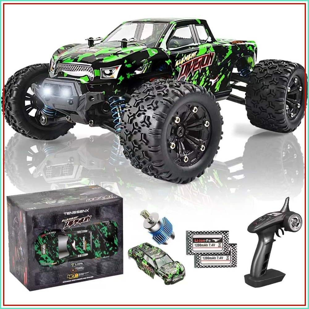 1:18 スケール全地形対応 RC カー、40KPH 高速 4WD、充電式バッテリー 2 個、4X4 オフロード モンスター トラック、2.4GHz 電気自動車のおもちゃ