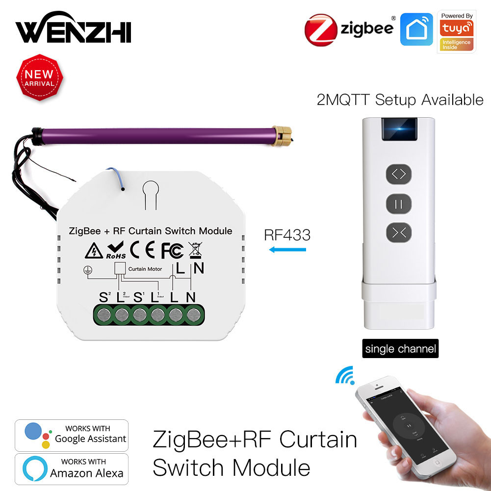 ZigBee RF 433 カーテンスイッチモジュール ローラーブラインド シャッターモーター スマートライフ Tuya APP リモコン Alexa Google ホームオートメーション