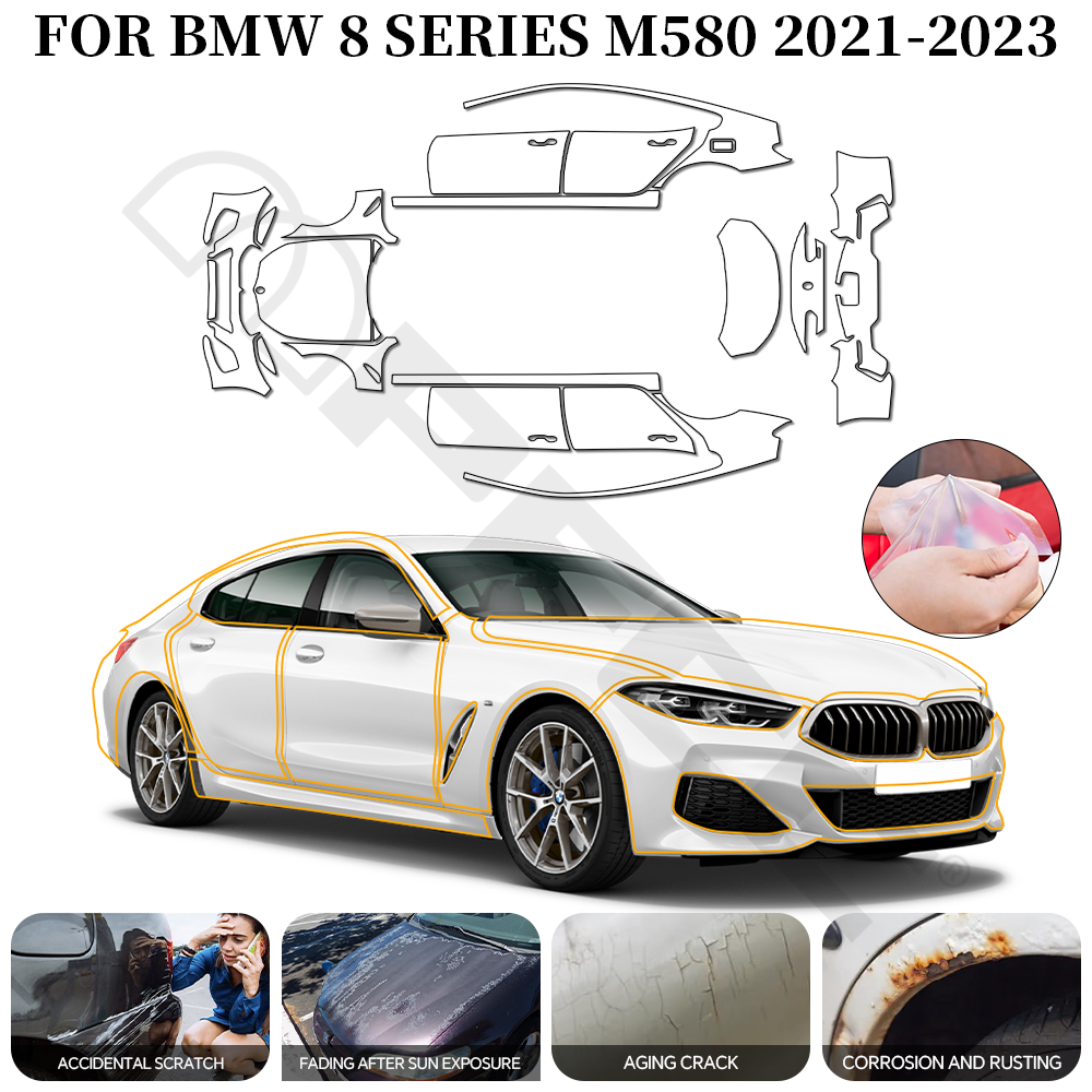 BMW 8 セレス M8501 2019-2024 PPF TPU プレカットペイント保護フィルムアンチスクラッチ不可視クリア耐性カーラップフィルム