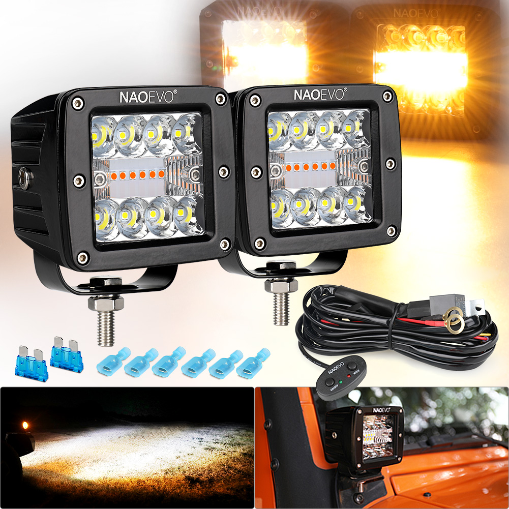 NAOEVO 120 ワット自動 LED ライトバー 3 インチポッドワークライト DRL 4x4 トラックフォグランプ 12V 24V ジープトラクターボート ATV オートバイ用