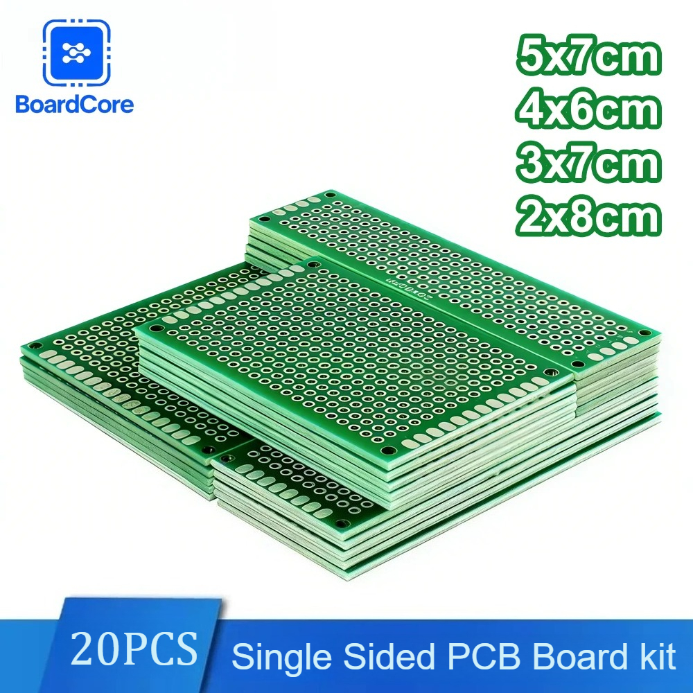 20 ピース/セット 4 サイズ片面プロトタイプ PCB プロトタイプボードキット 2x8/3x7/4x6/5x7 センチメートルユニバーサルプリント回路 PCB ボード DIY
