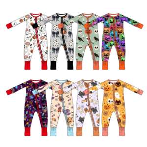 Weiwei RTS Printed Double-Zip One-Piece Pajamas Bamboo Boys' Set—Shrink-Resistant