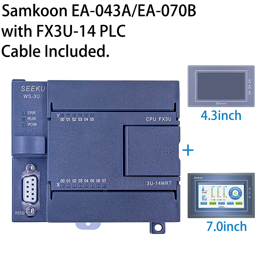 Samkoon EA-043A EA-070B kinco GL070 イーサネット HMI PLC FX3U-14MT 14MR 14MRT アナログ 6AD 2DA RTU Modbus 485