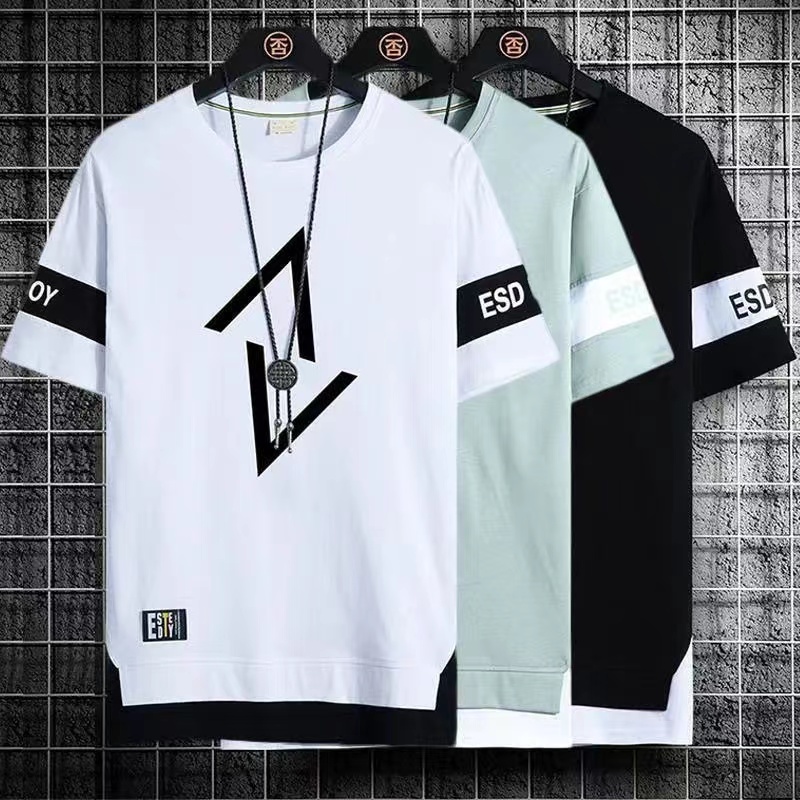 2025 新メンズ Tシャツ韓国のファッション夏半袖プリント Tシャツ男性カジュアル原宿男性服グラフィック Tシャツ男性