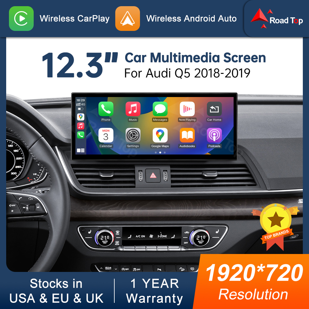 12.3 インチマルチメディアディスプレイタッチスクリーンアウディ Q5 2018-2019 Airplay Miracast 機能ワイヤレス Carplay Android 自動