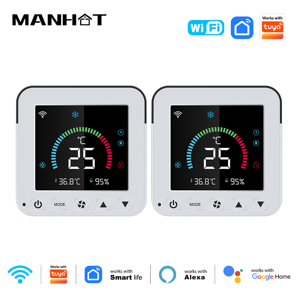 MANHOT スマートサーモスタット WiFi AC エアコン IR 温度湿度赤外線 USB 電源 LCD コントロールタッチスクリーン Google ホーム