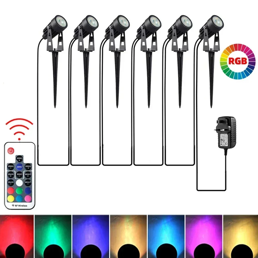 Led ガーデンライト芝生ランプ 2/4/6/8/10 1 で屋外防水スポットライト RGB 調光高輝度風景ライトグラウンドランプ