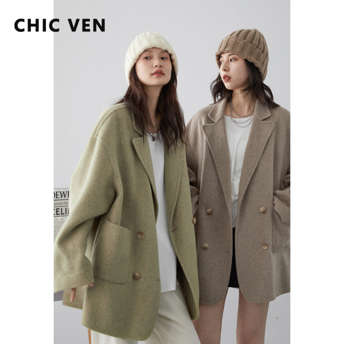 シック VEN 女性のウールコートファッション固体緩い暖かいジャケット韓国カジュアルオフィスレディ女性服春秋の新 2026