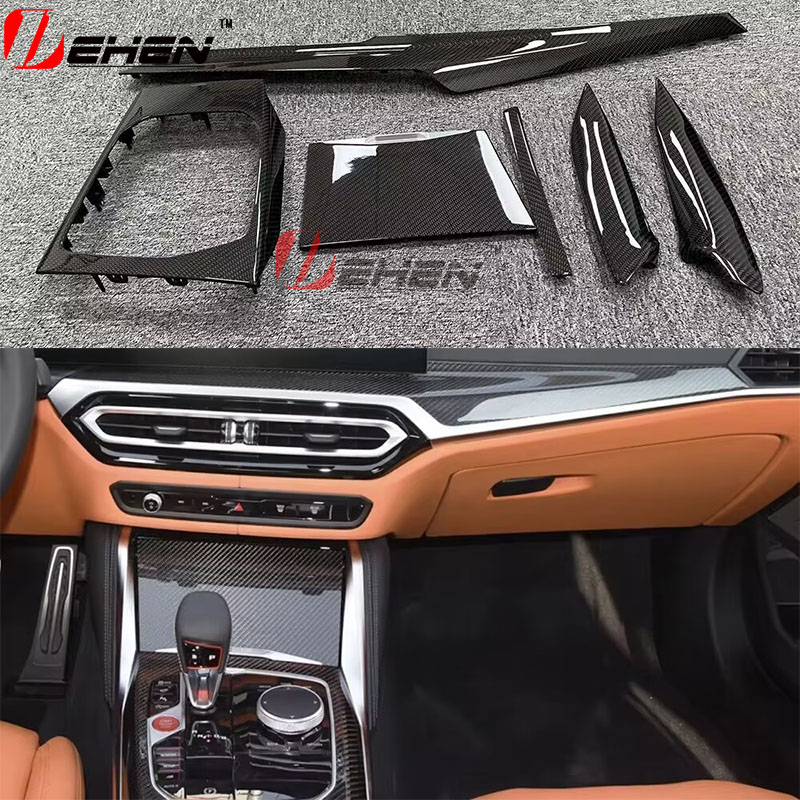 LHD BMW M3G80 M4 G82G83 リアルカーボン車のインテリアセンターコンソールダッシュボードストリップギアシフトパネル交換部品の装飾