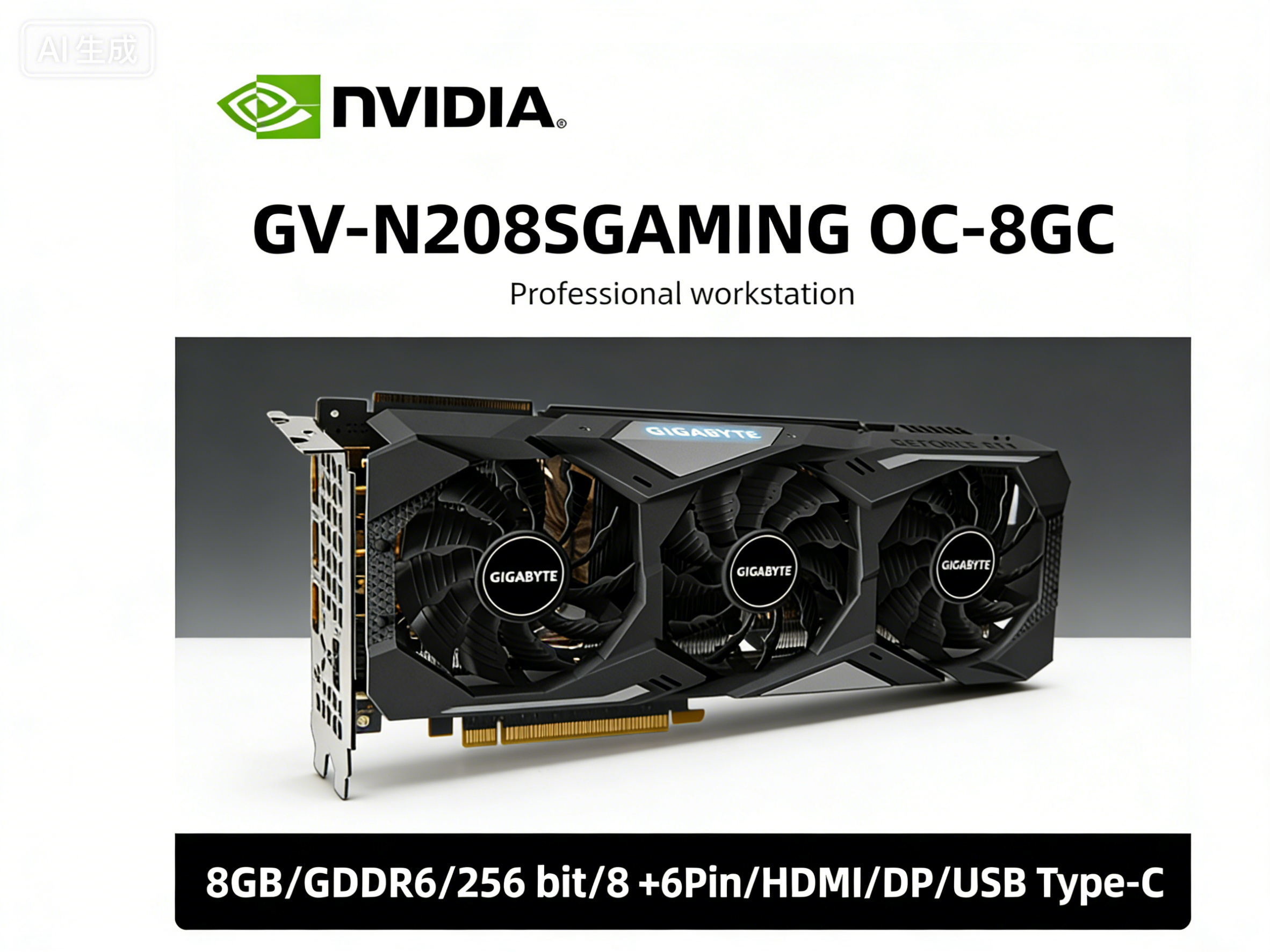 GIGABYTE GeForce RTX 2080 SUPER GPU GV-N208SGAMING OC-8GC グラフィックカード 8GB GDDR6 256ビット 8+6ピン DP HDMI USB Type-C 3ファン