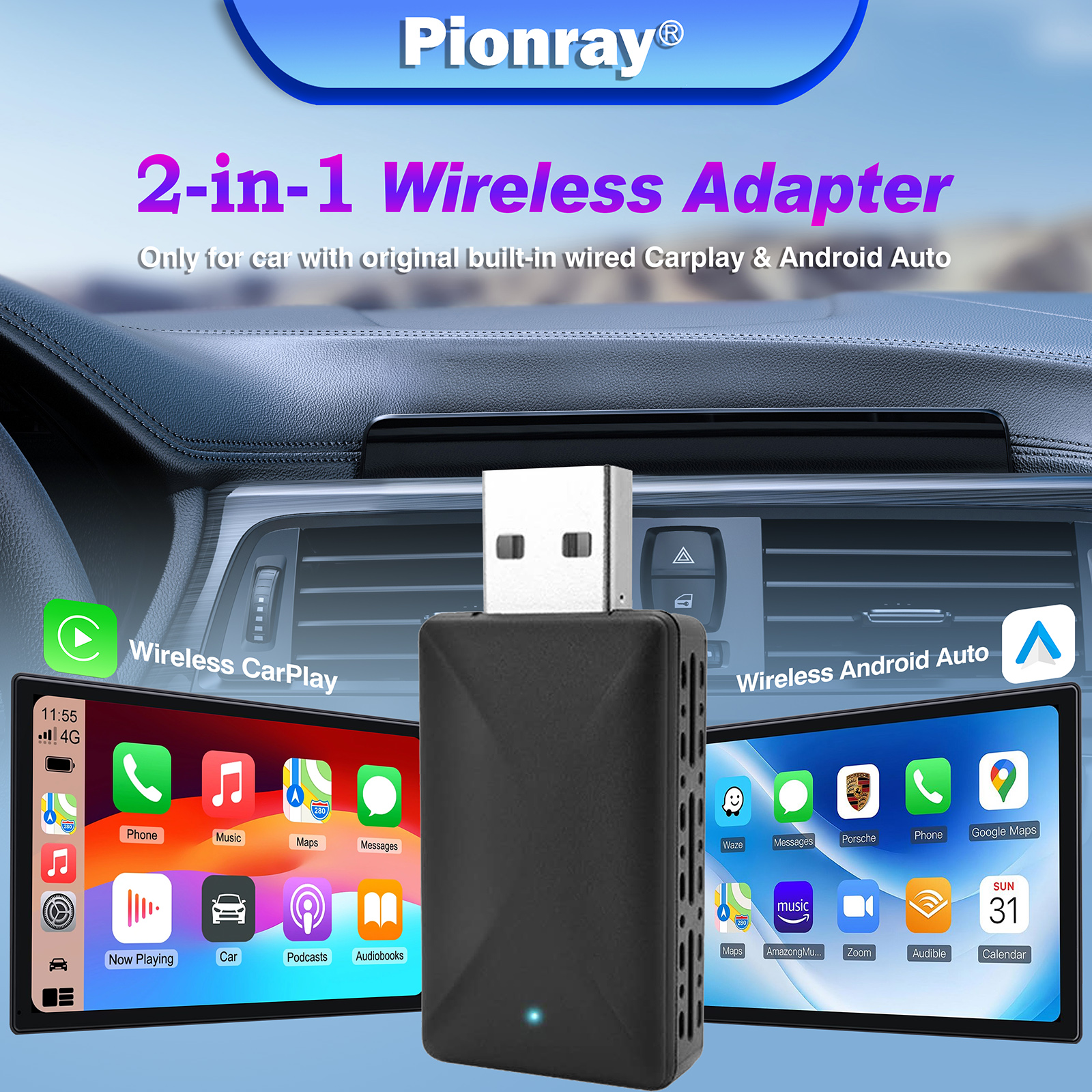 Apple iPhone用ワイヤレスCarplayアダプター