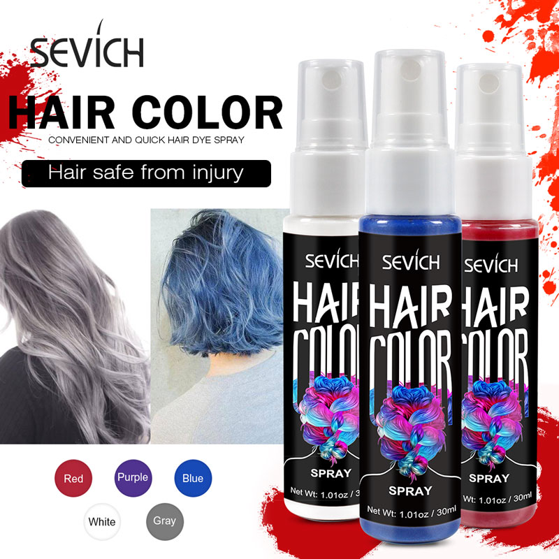 Sevich 8 色 30 ミリリットル染毛剤スプレー使い捨てヘアクイックスプレー防水染毛剤ブルー/レッドファッションインスタントヘアカラー製品