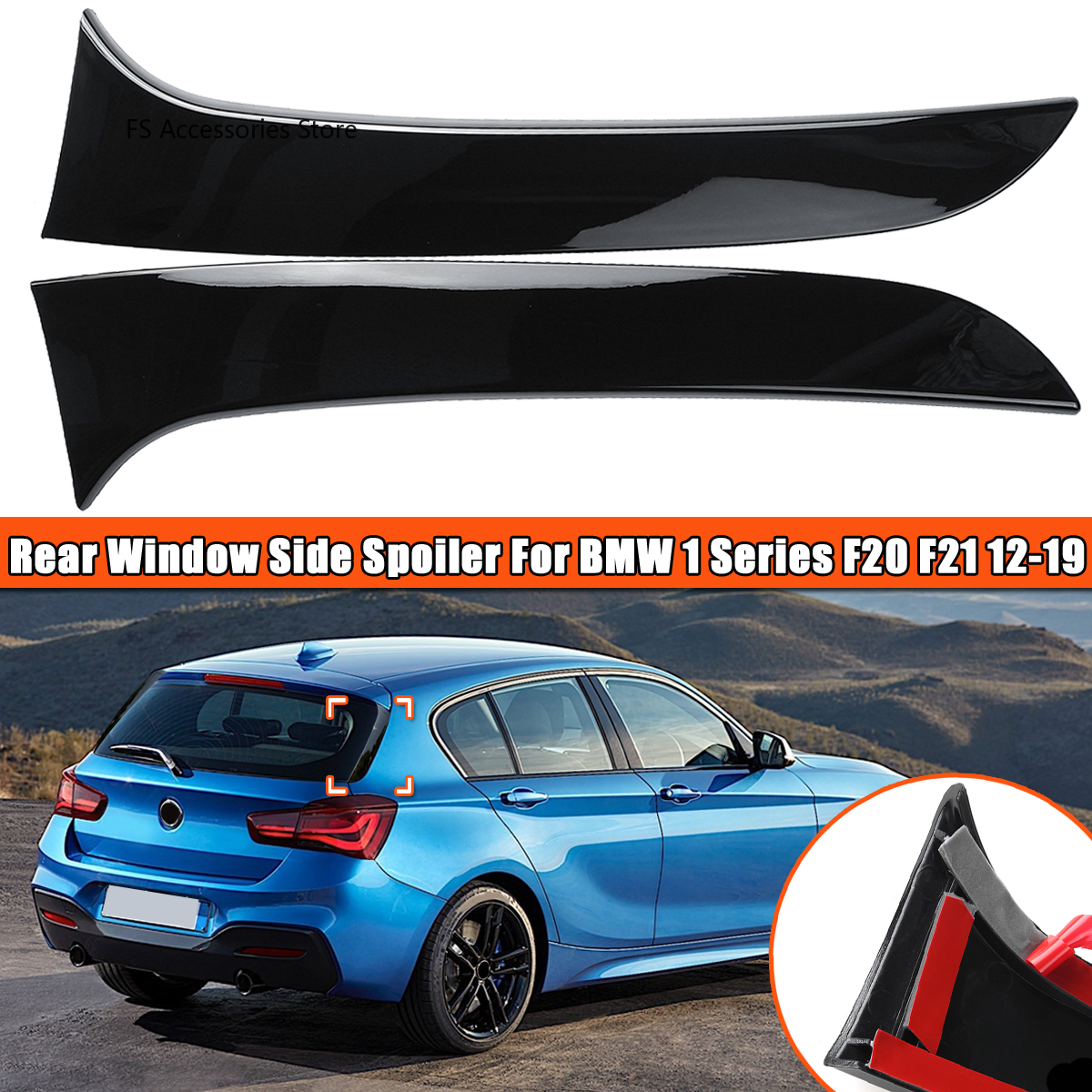 ペア車のリアウィンドウサイドスプリッタートランクディフューザーカナードスポイラー BMW 1 シリーズ F20 F21 116d 120i 118i M140i M135i 2012-2019