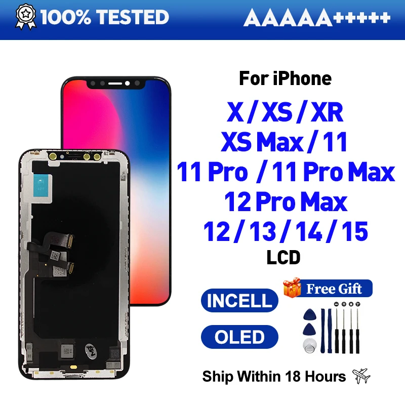 OLED iPhone X XR XS 最大 11 11 Pro 12 Pro 液晶ディスプレイ 3D タッチスクリーンデジタイザ iPhone 12 ミニ 13 14 プラス 15 Incell
