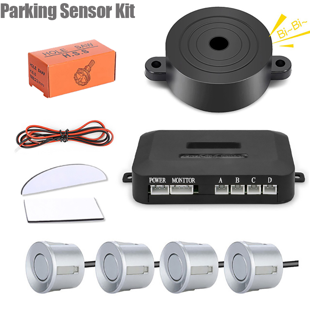 12V パーキングセンサーキット 4 センサー 22 ミリメートルブザープロンプトリバースバックアップレーダー安全モニターシステム駐車支援 7 色
