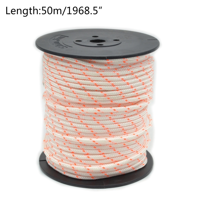 50 メートル 3 ミリメートルナイロンプルスターターロープリコイルエンジンコード 430/520 トリマーカッターチェーンソー芝刈り機エンジン用
