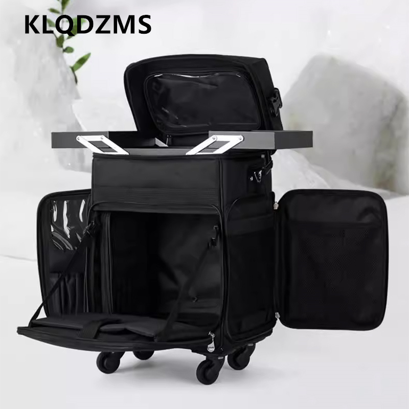 KLQDZMS 女性の化粧品バッグ大容量美容マニキュアツールボックスオックスフォード布化粧品ボックスユニバーサルホイールローリングスーツケース