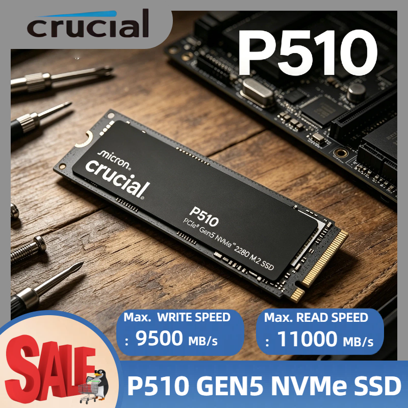 Crucial P510 1TB PCIe 5.0 NVMe M.2 SSD 11000 読み取り 9500 書き込み PS5 用 P3 Plus からアップグレード 高 TBW 3D NAND 高速