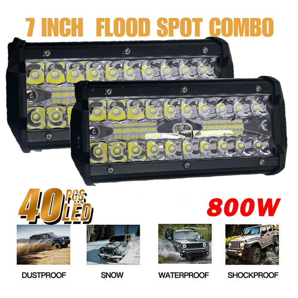 2/1 個 7 インチ LED ワークライトバー 400 ワット/120 ワットスポットフラッドビームコンボ車のトラクターボートオフロードトラック SUV ATV 車修理ライト