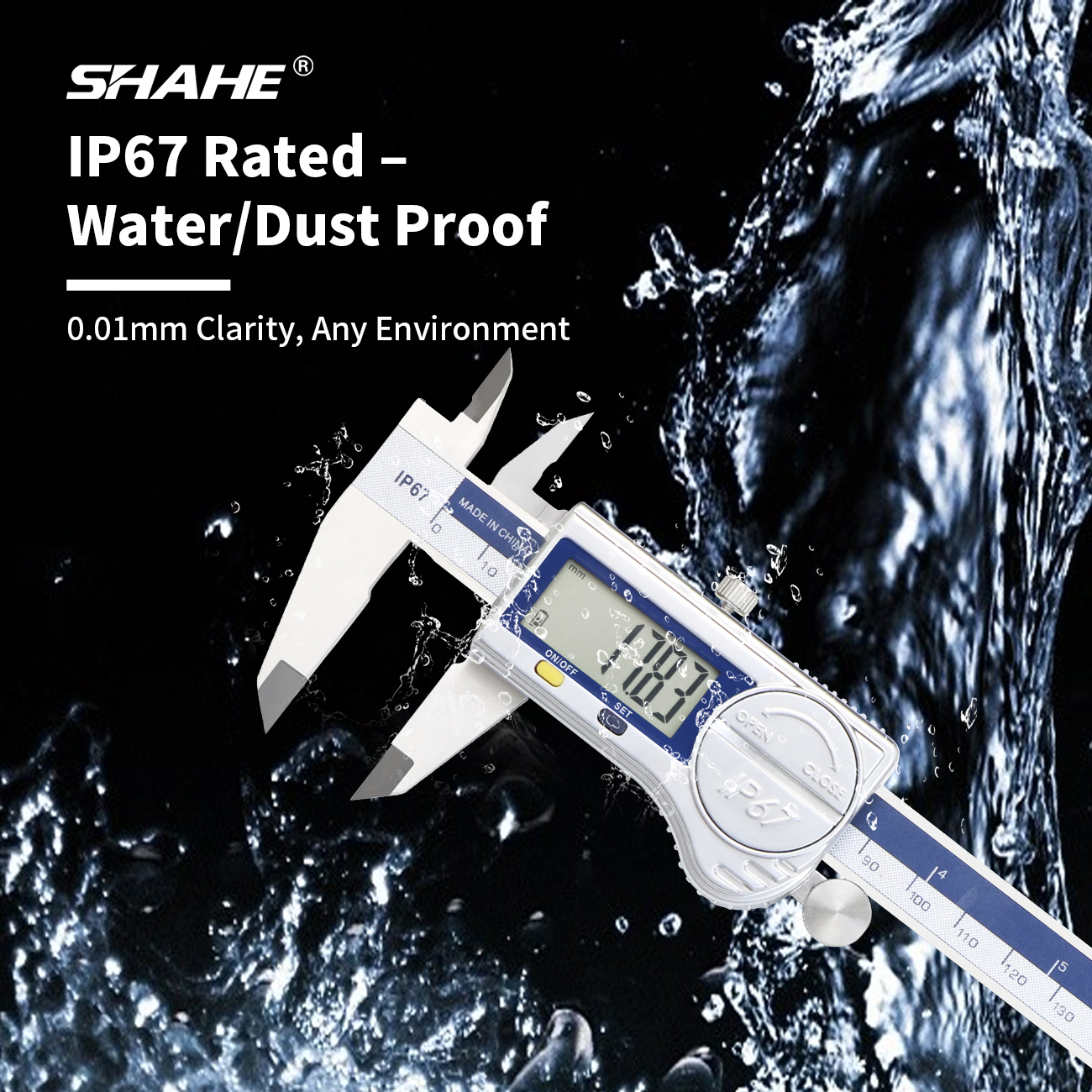 SHAHE IP67 防塵/防水電子ノギスデジタルノギス 0-150/200/300 ミリメートルステンレス鋼ノギスツール