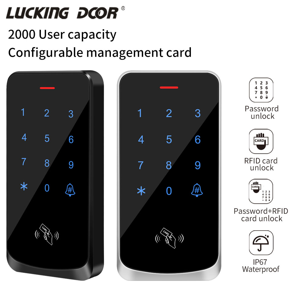 アクセス制御システム IP67 防水 RFID EM ドアロックオープナーキーパッドバックライトタッチスクリーン Wiegand 26 34 カードリーダー