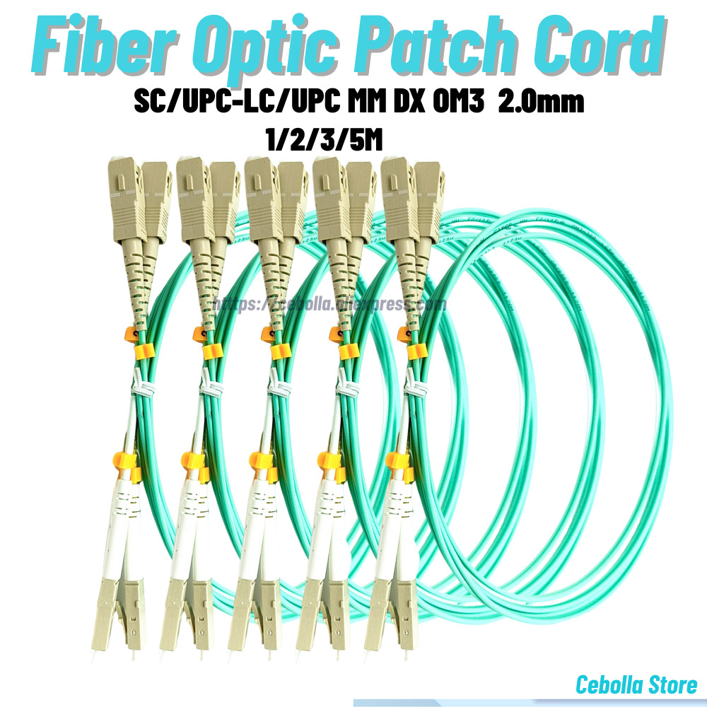 10 ピース/ロット光ファイバージャンパー SC/UPC-LC/UPC OM3 10 グラムファイバーパッチコードデュプレックス MM 50/125Um 1 メートル 2 メートル 3 メートル 5 メートル