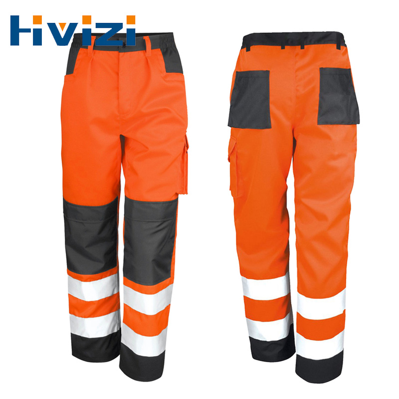 男性の安全作業パンツ Hi Vis ズボン高視認性ボトムス作業服反射テープ安全パンツマルチポケット作業ズボン
